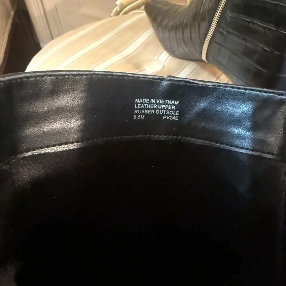 Michael Kors Black Croc-Embossed Ankle Boots - Picture 4 of 4